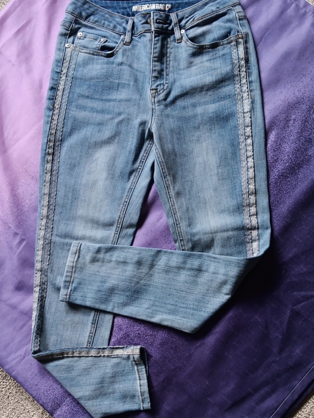 American Rag Light Blue Side-Stripe Skinny Jeans